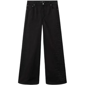 Mango Wide Leg Jeans With Rhinestones 44 Black 44 Mango Wide Leg Jeans With Rhinestones 44 Black 44