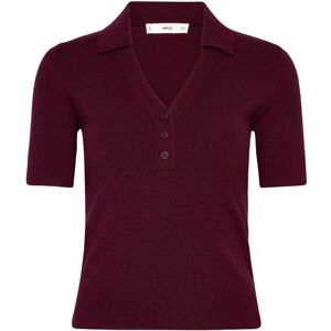 Mango Fine-Knit Sweater With Shirt Collar XS Burgundy XS Mango Fine-Knit Sweater With Shirt Collar XS Burgundy XS