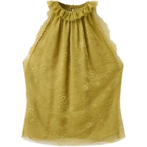 Mango Lace Top With Ruff Collar S Green S Mango Lace Top With Ruff Collar S Green S