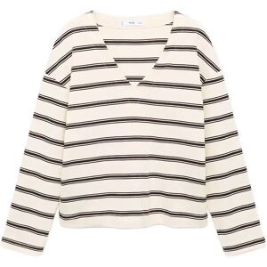Mango Striped Cotton-Blend Sweatshirt XS Beige XS Mango Striped Cotton-Blend Sweatshirt XS Beige XS