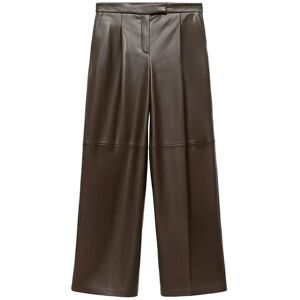 Mango Wide Leg Faux-Leather Trousers 44 Brown 44 Mango Wide Leg Faux-Leather Trousers 44 Brown 44
