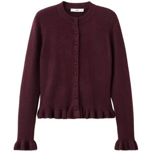 Mango Ruffle Knit Cardigan XS Burgundy XS Mango Ruffle Knit Cardigan XS Burgundy XS