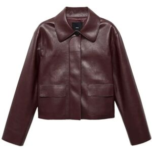 Mango Faux-Leather Jacket With Pockets M Burgundy M Mango Faux-Leather Jacket With Pockets M Burgundy M