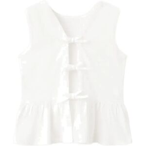 Mango Embroidered Detail Bow Top 13-14 White 13-14 Mango Embroidered Detail Bow Top 13-14 White 13-14
