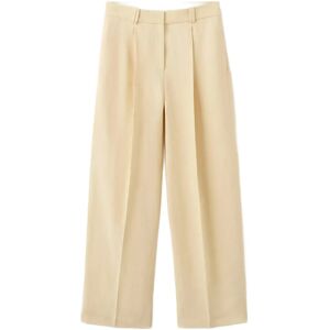 Mango Straight Linen-Blend Trousers 36 Yellow 36 Mango Straight Linen-Blend Trousers 36 Yellow 36