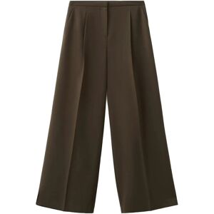 Mango Wide Leg Mid-Rise Pleated Trousers 34 Khaki 34 Mango Wide Leg Mid-Rise Pleated Trousers 34 Khaki 34