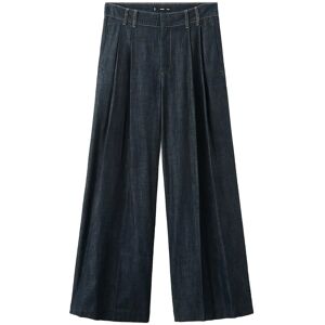 Mango Wide Leg Denim Trousers With Belt Loops 42 Navy 42 Mango Wide Leg Denim Trousers With Belt Loops 42 Navy 42