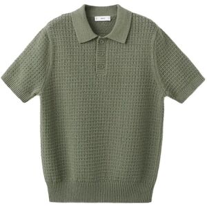 Mango Waffle Knit Polo XL Khaki XL Mango Waffle Knit Polo XL Khaki XL