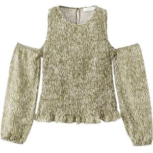 Mango Ruched Cut-Out Blouse XXS Khaki XXS Mango Ruched Cut-Out Blouse XXS Khaki XXS