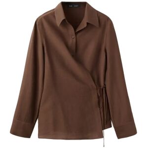 Mango Wrap Shirt With Bow XL Brown XL Mango Wrap Shirt With Bow XL Brown XL