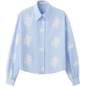 Mango Floral Embroidered Shirt XL Blue XL Mango Floral Embroidered Shirt XL Blue XL