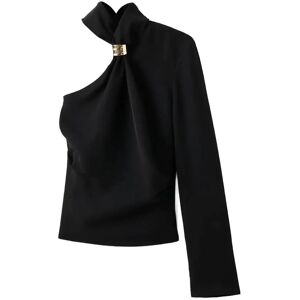 Mango Asymmetrical Blouse With Metallic Detail M Black M Mango Asymmetrical Blouse With Metallic Detail M Black M