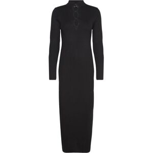 Mango Ribbed Buttoned Dress S Black S Mango Ribbed Buttoned Dress S Black S