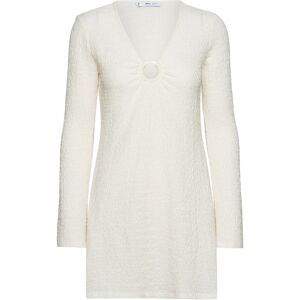Mango Textured Dress With Hoop Detail S Cream S Mango Textured Dress With Hoop Detail S Cream S