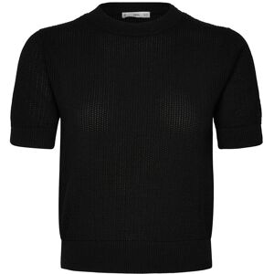 Mango Short-Sleeved Openwork Knitted Sweater S Black S Mango Short-Sleeved Openwork Knitted Sweater S Black S