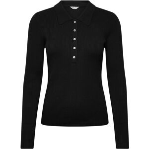 Object Objkelly L/S Sli Polo Knit Pullover Noos S Black S Object Objkelly L/S Sli Polo Knit Pullover Noos S Black S