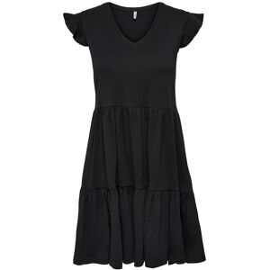ONLY Onlmay Life Cap Sleeves Frill Dress Jrs S Black S ONLY Onlmay Life Cap Sleeves Frill Dress Jrs S Black S