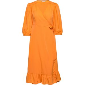 ONLY Onlolivia 3/4 Wrap Midi Dress Wvn XS Orange XS ONLY Onlolivia 3/4 Wrap Midi Dress Wvn XS Orange XS