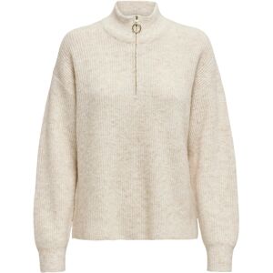 ONLY Onltokyo Solid L/S Zip Pullover Knt Noos S Cream S ONLY Onltokyo Solid L/S Zip Pullover Knt Noos S Cream S