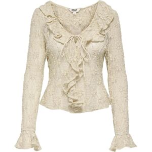 ONLY Onlpearlina Ls Ruffle Lace Top Wvn L Cream L ONLY Onlpearlina Ls Ruffle Lace Top Wvn L Cream L