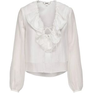 ONLY Onlteagan Ls Sheer Ruffle Top Wvn M White M ONLY Onlteagan Ls Sheer Ruffle Top Wvn M White M