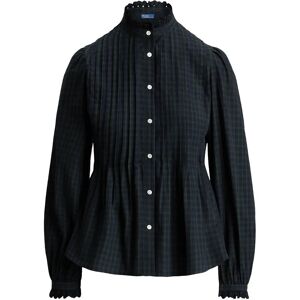 Polo Ralph Lauren Pintucked Plaid Cotton Shirt 34 Navy 34 Polo Ralph Lauren Pintucked Plaid Cotton Shirt 34 Navy 34