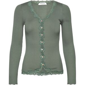 Rosemunde Rwbabette Silk Ls V-Neck Lace Cardi L Green L Rosemunde Rwbabette Silk Ls V-Neck Lace Cardi L Green L