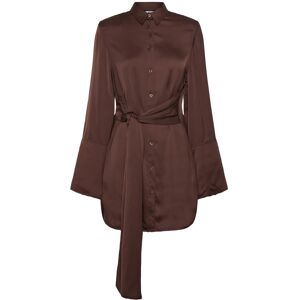ROTATE Satin Tie Shirt Dress 40 Brown 40 ROTATE Satin Tie Shirt Dress 40 Brown 40