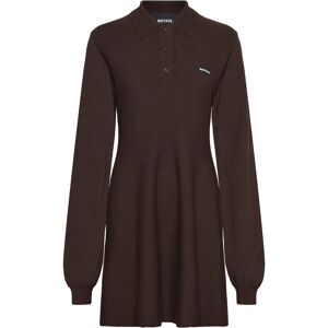 ROTATE Birger Christensen Slinky Knit Polo Dress XL Brown XL ROTATE Birger Christensen Slinky Knit Polo Dress XL Brown XL