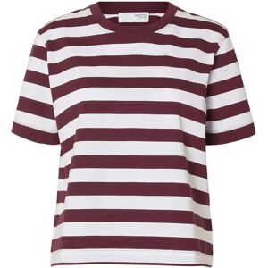 Selected Slwessential Ss Striped Boxy Tee Noos XS Burgundy XS Selected Slwessential Ss Striped Boxy Tee Noos XS Burgundy XS