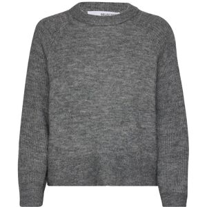 Selected Slfrena Ls Knit O-Neck Camp L Grey L Selected Slfrena Ls Knit O-Neck Camp L Grey L