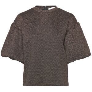 Selected Slfagnethe 2/4 O-Neck Jaquard Top S Brown S Selected Slfagnethe 2/4 O-Neck Jaquard Top S Brown S