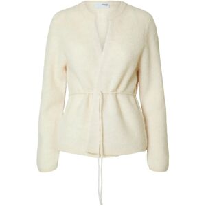Selected Slfsia Ras Ls Knit Belt Cardigan L White L Selected Slfsia Ras Ls Knit Belt Cardigan L White L