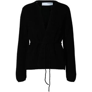 Selected Slfsia Ras Ls Knit Belt Cardigan M Black M Selected Slfsia Ras Ls Knit Belt Cardigan M Black M