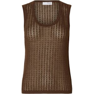 Selected Slfhennah Sl Knit Structure Top L Brown L Selected Slfhennah Sl Knit Structure Top L Brown L