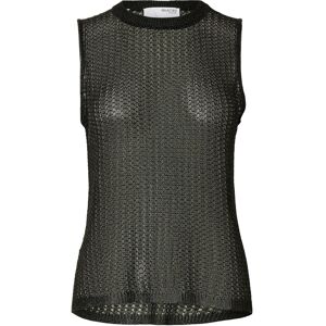 Selected Slfsadie Metallic Sl Knit O-Neck Top L Black L Selected Slfsadie Metallic Sl Knit O-Neck Top L Black L