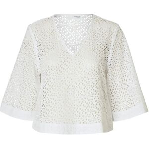 Selected Slflaerke 3/4 Cropped Broderi Ang Top B 38 White 38 Selected Slflaerke 3/4 Cropped Broderi Ang Top B 38 White 38
