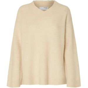 Selected Slfsia Ras Ls Knit Long V-Neck Noos M Cream M Selected Slfsia Ras Ls Knit Long V-Neck Noos M Cream M