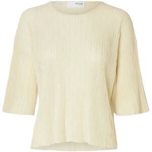 Selected Slflea 2/4 Knit O-Neck M Cream M Selected Slflea 2/4 Knit O-Neck M Cream M