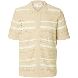Selected Slhpalo Ss Knit Crochet Polo Cardigan XL Beige XL Selected Slhpalo Ss Knit Crochet Polo Cardigan XL Beige XL