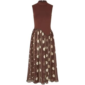 STINE GOYA Jersey / Georgette Combo, Asymmetrical Draped Dress XL Brown XL STINE GOYA Jersey / Georgette Combo, Asymmetrical Draped Dress XL Brown XL