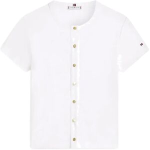 Tommy Hilfiger Gold Button Slim Ss Tee XXS White XXS Tommy Hilfiger Gold Button Slim Ss Tee XXS White XXS