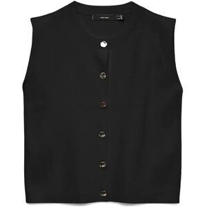 Vero Moda Vmgold Sl O-Neck Button Vest Boo L Black L Vero Moda Vmgold Sl O-Neck Button Vest Boo L Black L