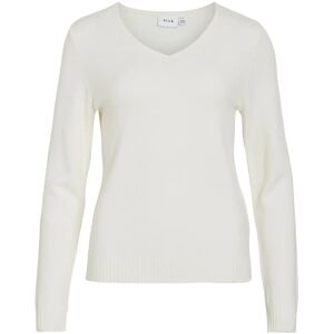 Vila Viril V-Neck L/S Knit Top - Noos L White L Vila Viril V-Neck L/S Knit Top - Noos L White L