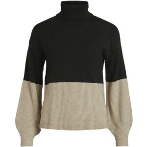 Vila Viril Blocking Roll-Nk L/S Knit Top-Noos S Black S Vila Viril Blocking Roll-Nk L/S Knit Top-Noos S Black S