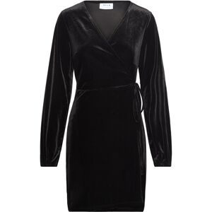 Vila Vikatja L/S Short Velvet Wrap Dress/Ka XS Black XS Vila Vikatja L/S Short Velvet Wrap Dress/Ka XS Black XS