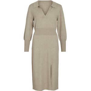 Vila Vicomfy L/S Collar Rib Knit Dress - Noos M Beige M Vila Vicomfy L/S Collar Rib Knit Dress - Noos M Beige M