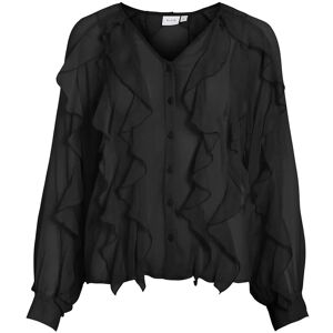 Vila Vimitalla V-Neck L/S Flounce Shirt 38 Black 38 Vila Vimitalla V-Neck L/S Flounce Shirt 38 Black 38