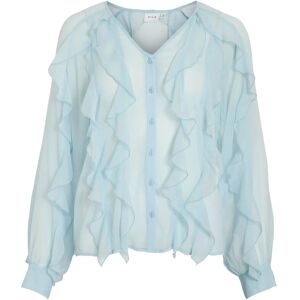 Vila Vimitalla V-Neck L/S Flounce Shirt 34 Blue 34 Vila Vimitalla V-Neck L/S Flounce Shirt 34 Blue 34
