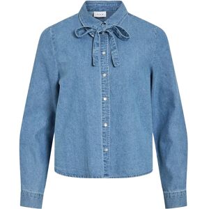 Vila Viconga L/S Bow Denim Shirt 40 Blue 40 Vila Viconga L/S Bow Denim Shirt 40 Blue 40